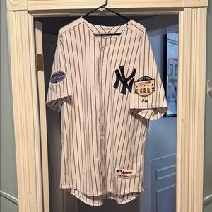 Majestic Navy Pinstripe Baseball Jersey. Authentic. Arod  vintage